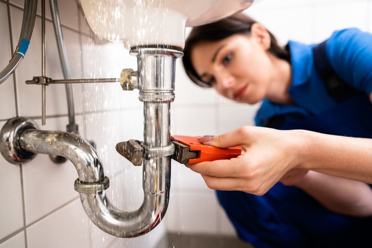 Plumber working on a project